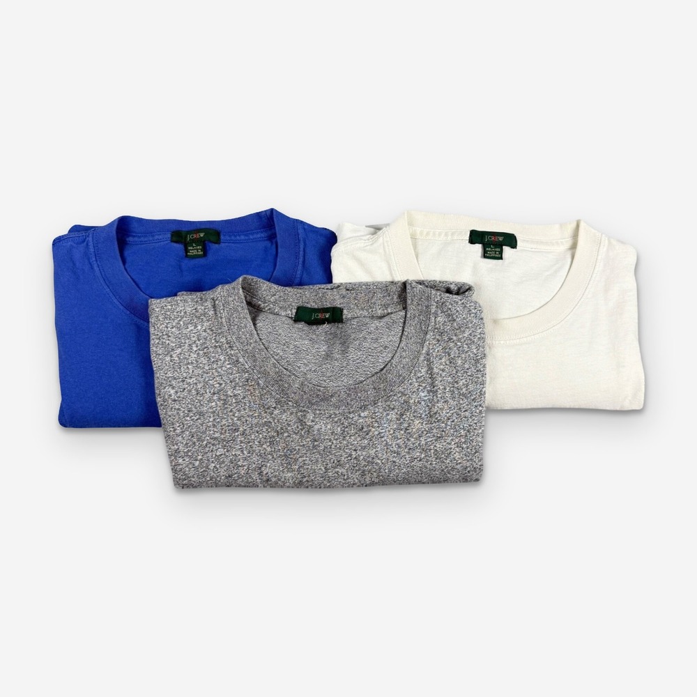LOT OF 3 J Crew Oarsman Tees Mens L Green Tag Crewneck Bundle Blue Grey White